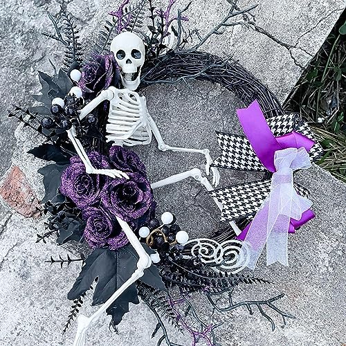 玄関ドアの頭蓋骨用のハロウィーンの花輪 | ハロウィン装飾的な