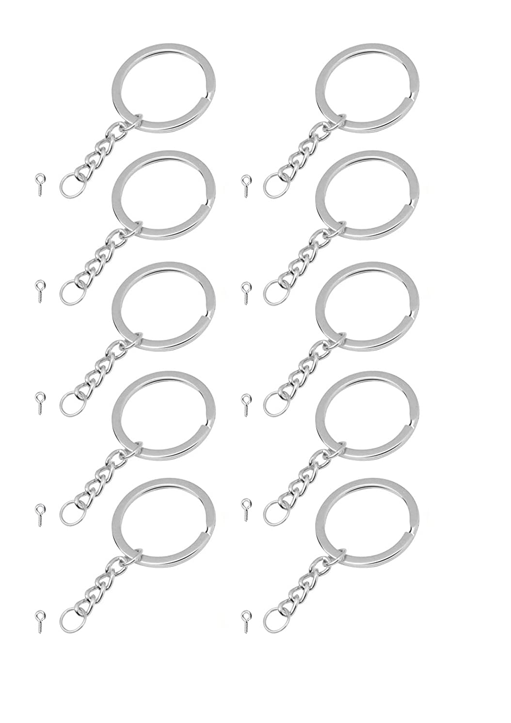 BanteyBanatey® Silver Metal Loops Rings with chain| Open Jump Ring Connector| Key Rings for Jewelry, Making Spring Rings, Art and Craft, DIY, Resin, Making Handbag Keychain With Q Hooks (Pack of 10 Pcs) (B09CQ4J9YY) Amazon Price History, Amazon Price Tracker