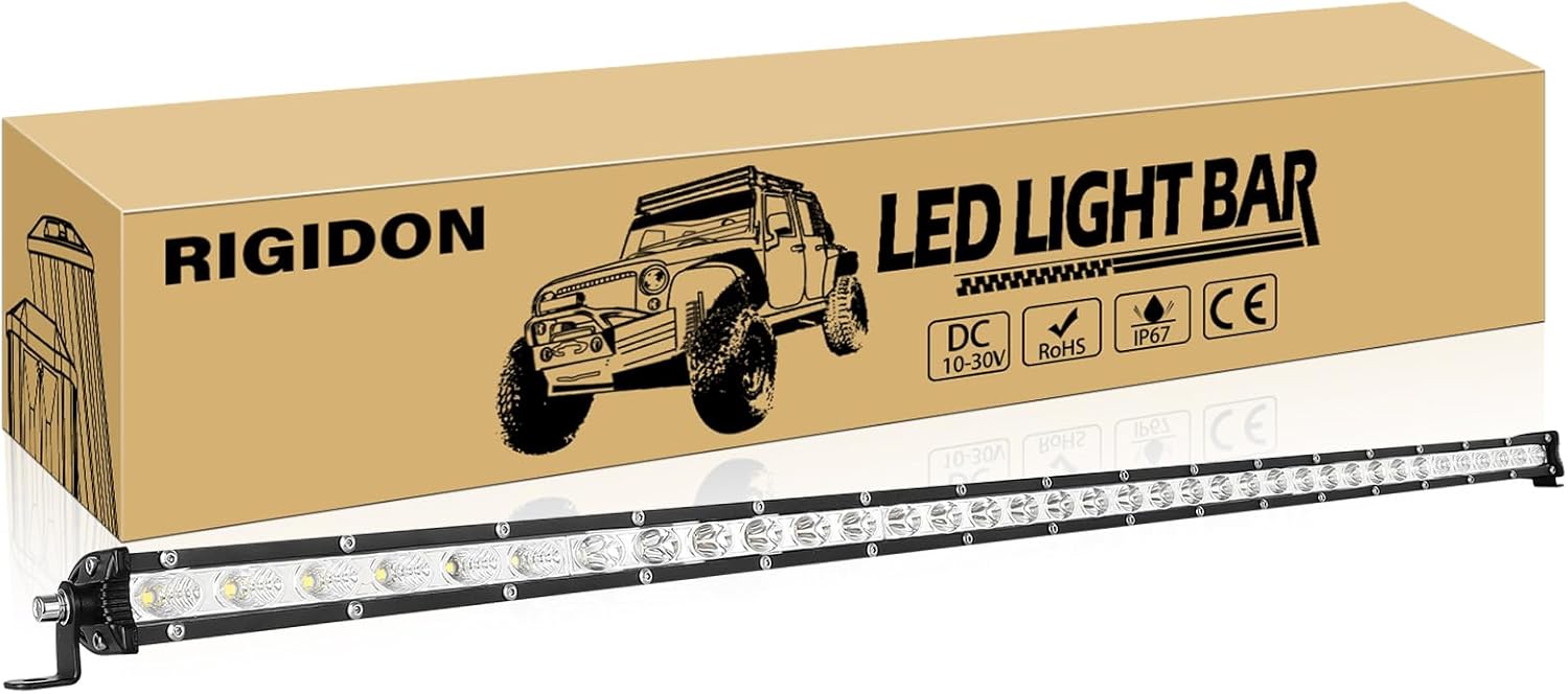 RIGIDON 38 Inch 180W LED Light Bar Slim Single Row Light Bar Flood Spot Combo Beam Waterproof LED Work Light for Truck Boat Car ATV UTV SUV