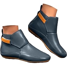 Women's Ankle Boots Arch Support Comfortable Shoes Leather Mid Calf Non Slip Comfortable Block Low Heel Fall Boots