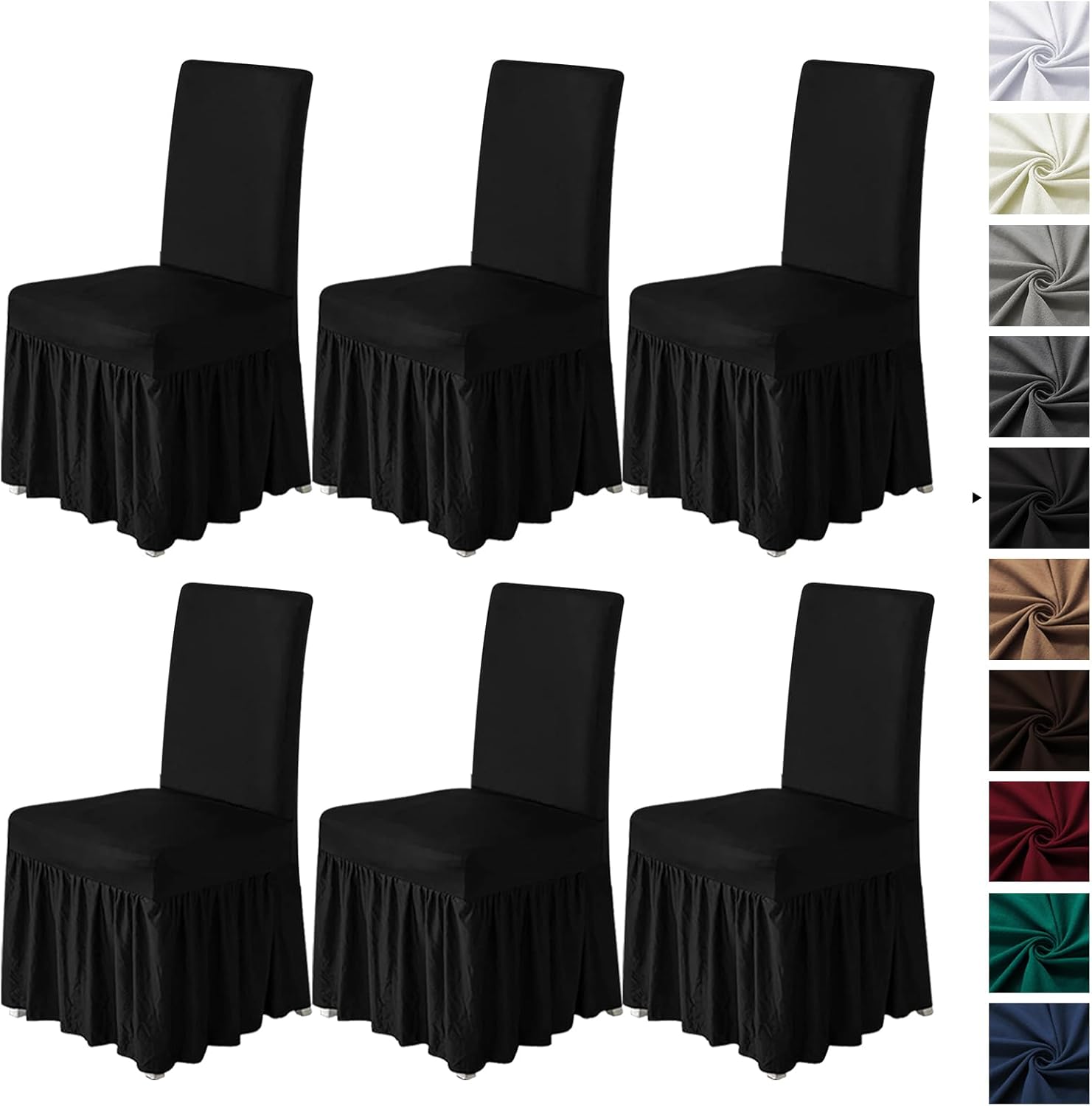 molasofa Chair Covers for Dining Room Set of 4 Stretch Chair Slipcovers with Skirt for Kitchen Seat Protectors Wedding Banquet Decor Kids Pets Spandex Fabric Washable (4pcs, Beige Snow)