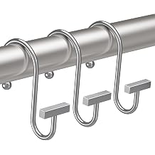 Bathway Shower Curtain Hooks, Chrome Shower Curtain Rings Rust Proof, 12PCS Shower Hooks for Shower Curtain, T-Bar Design Convenient Elegant Shower Curtain Hangers for Bathroom Kitchen Wardrobe