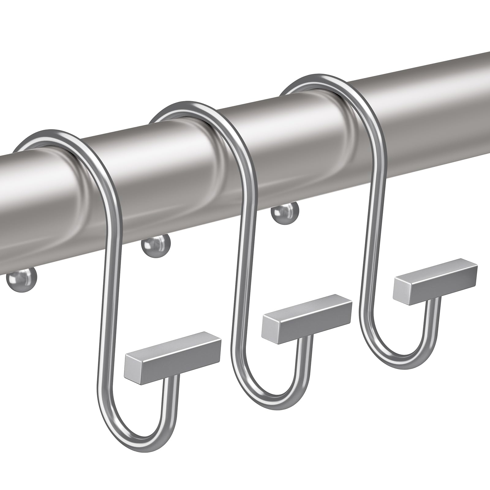 Bathway Shower Curtain Hooks, Chrome Shower Curtain Rings Rust Proof, 12PCS Shower Hooks for Shower Curtain, T-Bar Design Convenient Elegant Shower Curtain Hangers for Bathroom Kitchen Wardrobe