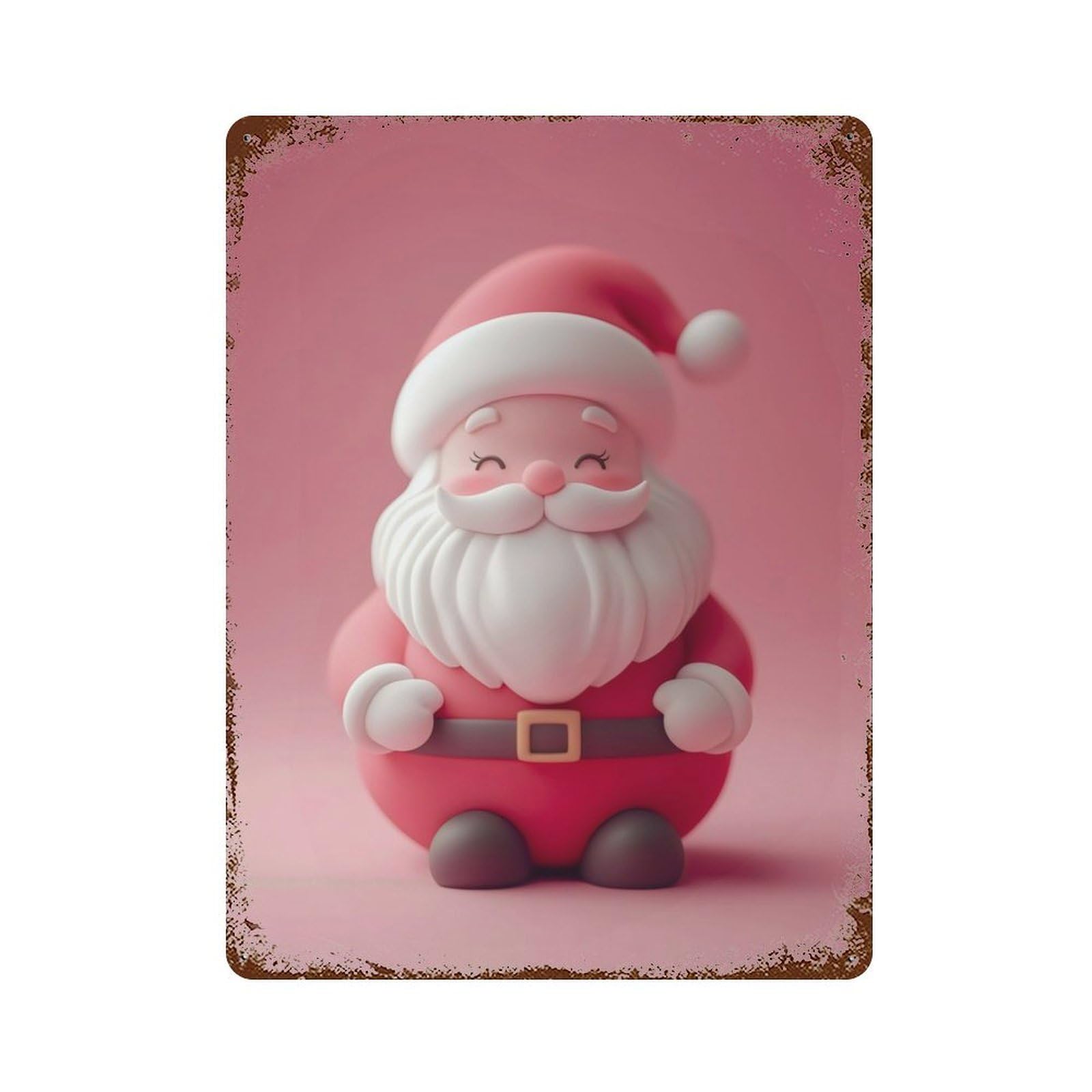 Santa Claus Cute Rust Effect Tin Sign 15.7"x11.8", Novelty Wall Decor for Garage, Pub Or Kitchen