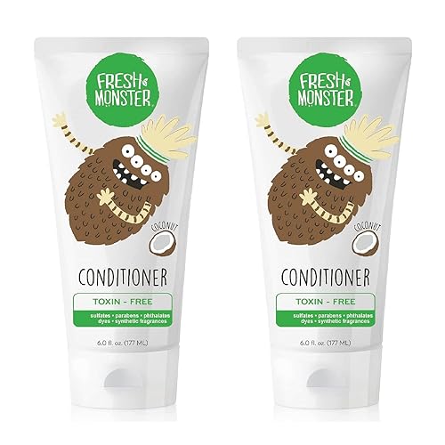 Fresh Monster Acondicionador para el cabello para niños sin toxinas hipoalergénico y natural acondicionador para el cabello para niños coco paquete