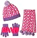 Toby & Company Big Girls' Heart Jacquard Hat, Gloves, and Scarf Three-Piece Set