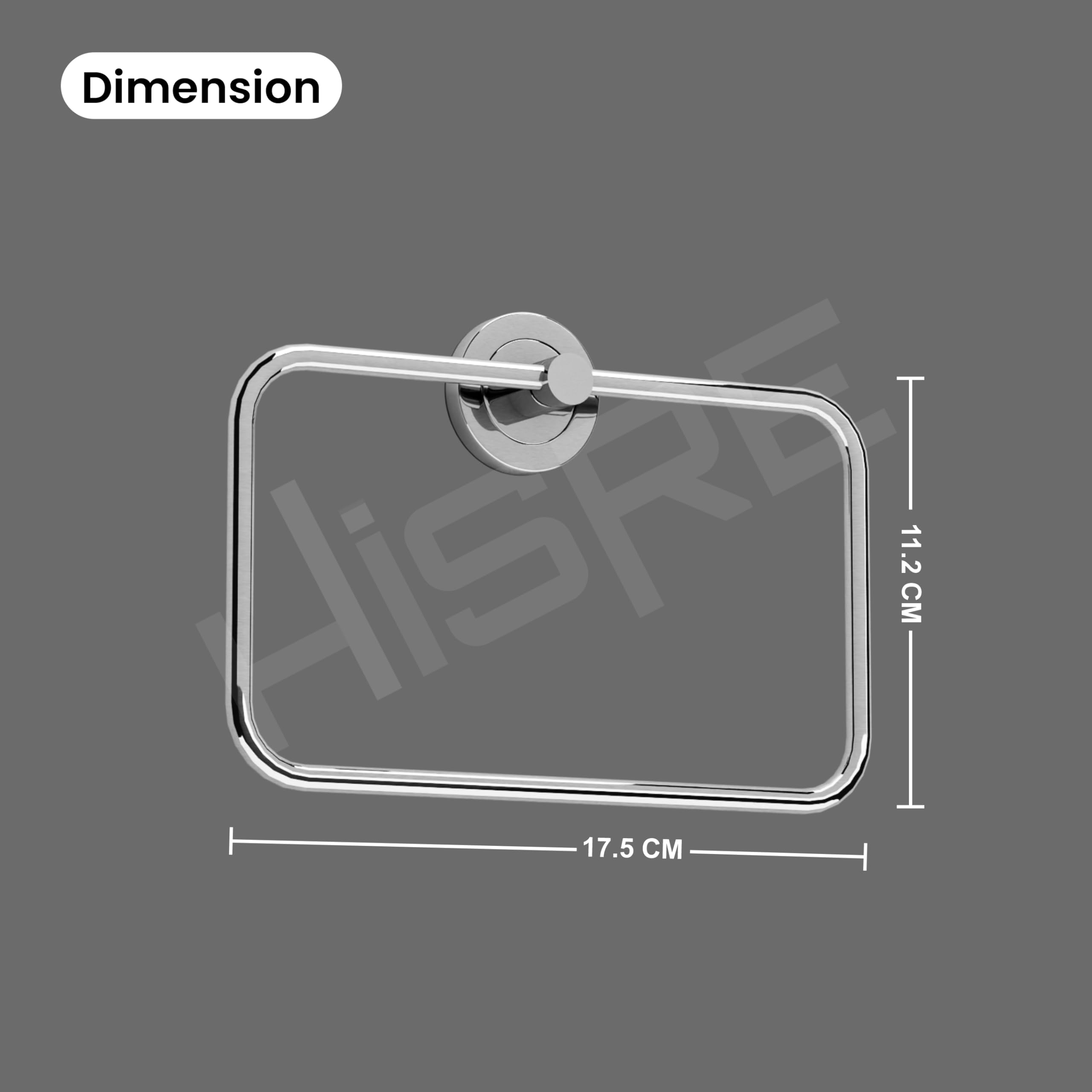 Modern Chrome Square Towel Ring Stainless Steel Wall Mount Bathroom Napkin and Hand Towel Holder Rust Resistant Heavy Duty Bathroom Fitting, photo 3 of 5