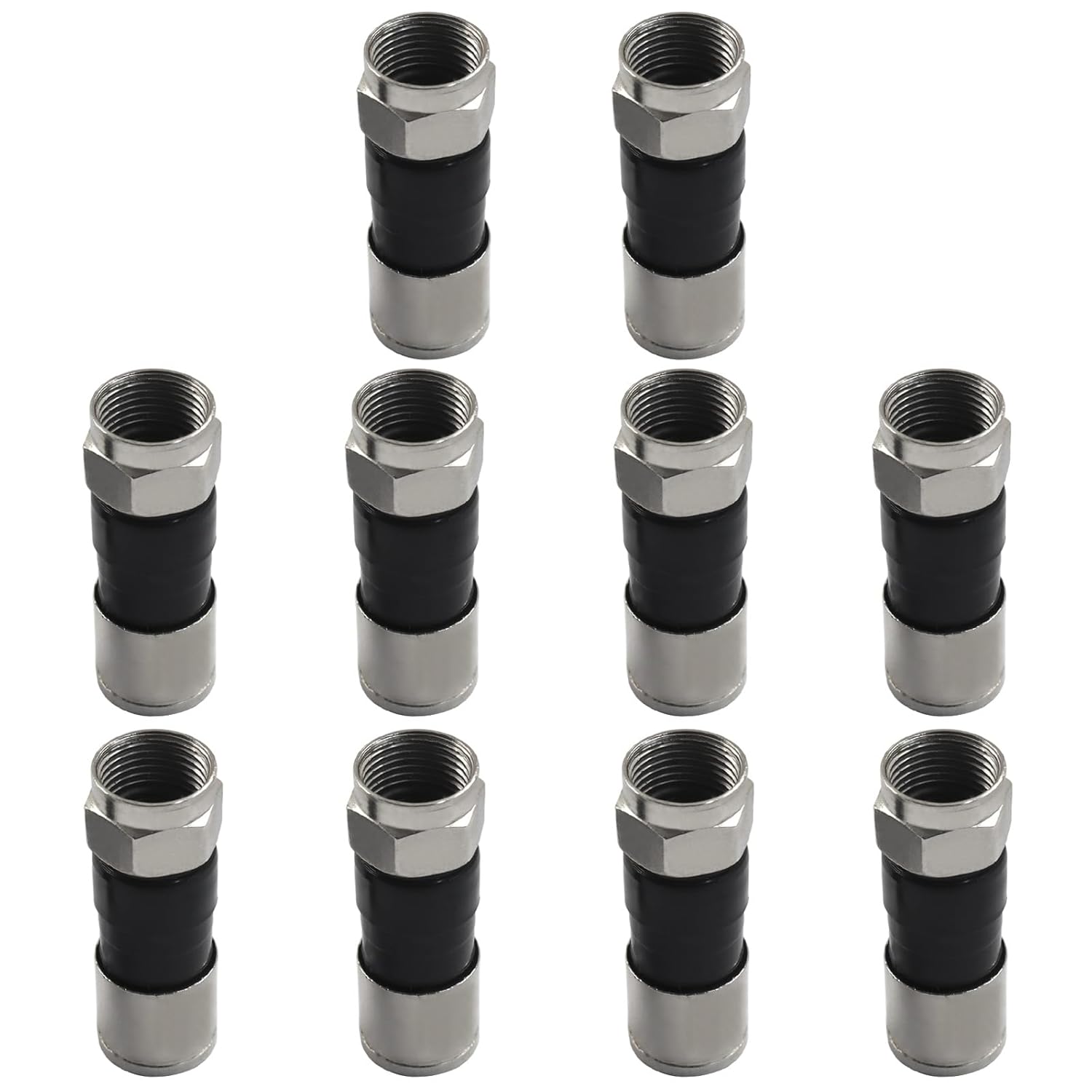 10 Conectores RG6 F-Type Compresión Piutouyar Negro