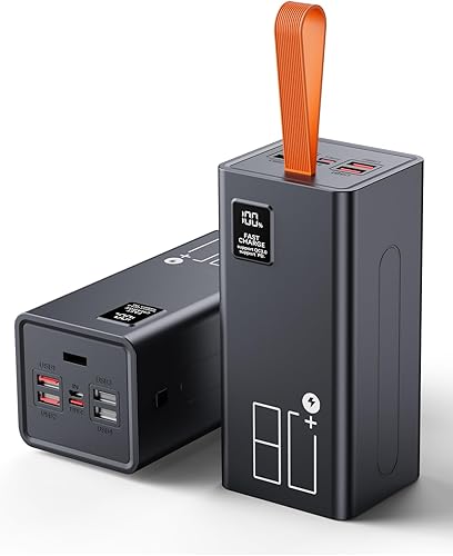 Cargador portátil de 80000 mAh de alta capacidad, 30 W PD y QC 3.0 de carga rápida, 5 salidas y 2 entradas USB-C, paquete de batería con pantalla