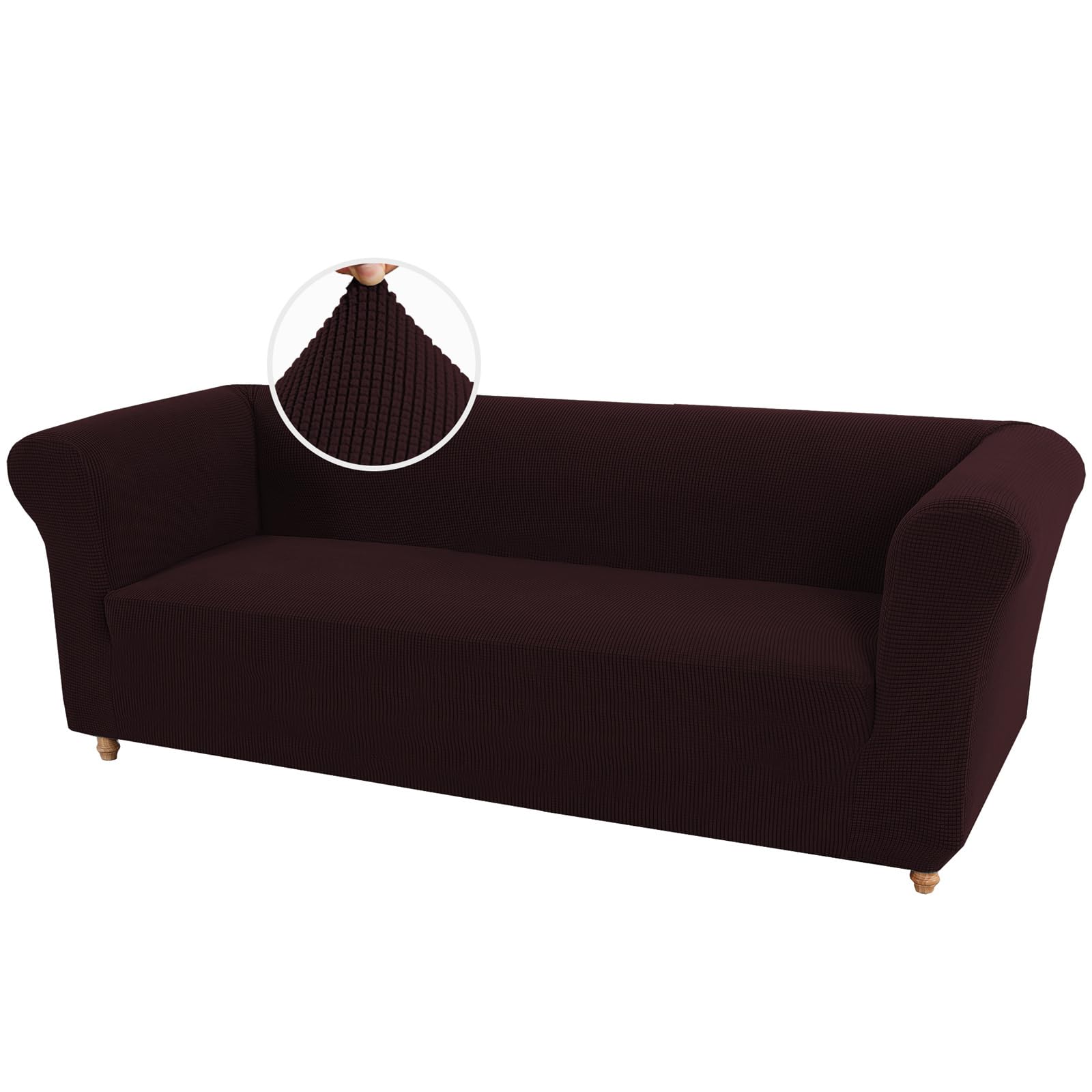Housse De Canapé Chesterfield 1/2/3 Place Couverture Canapé avec Accoudoirs Spandex Jacquard Couvre Canapé Elastique Lavable Revêtement De Canapé (3 Places,Brun)
