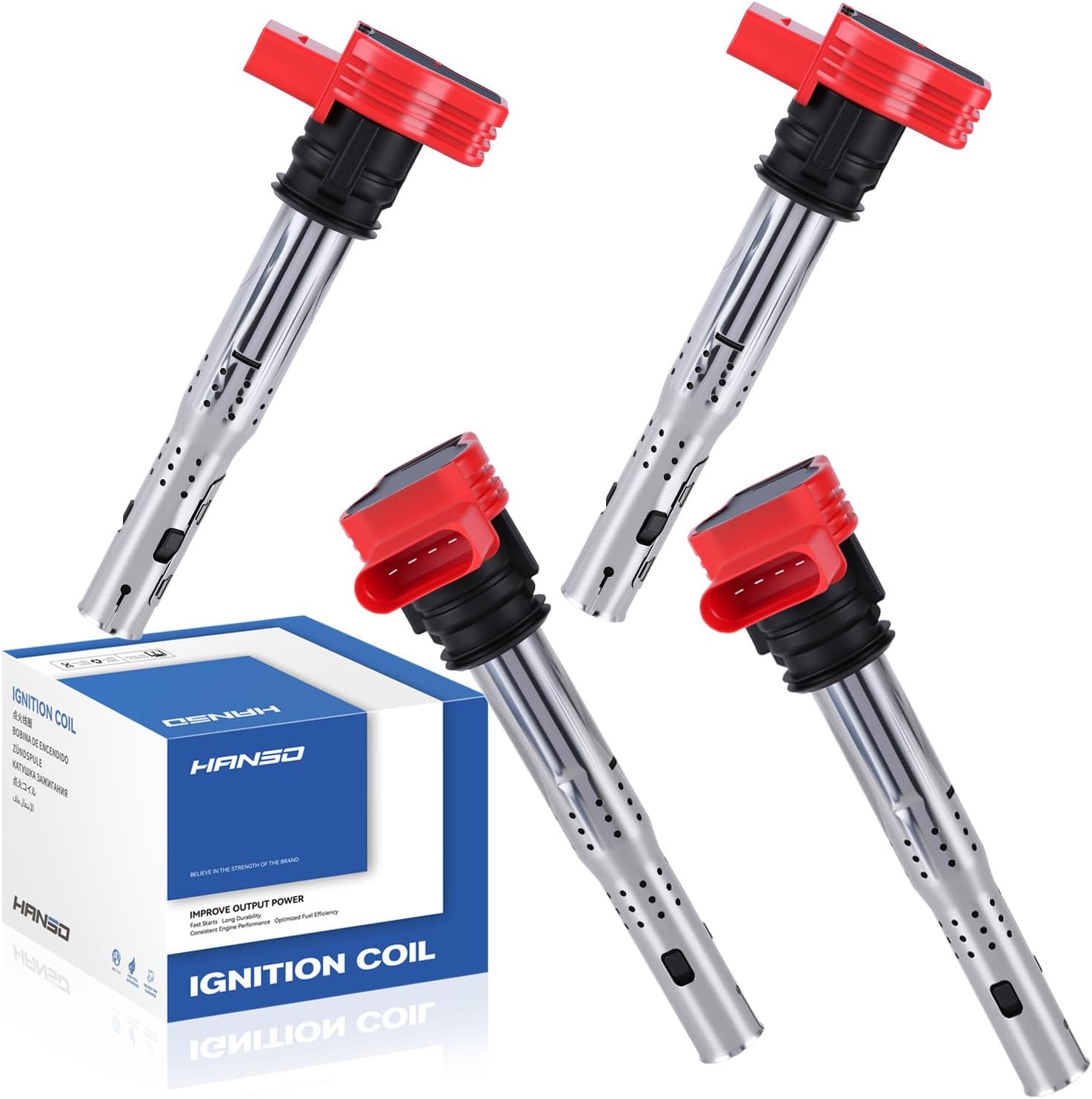UF529 set of 4 Ignition Coil Pack UF529 Compatible with 2005-2016 Audi A3 A4 A5 A6 A8 Q3 Q5 R8 S3 RS4 RS5 TT 2006-2016 and Volkswagen Jetta Golf GTI Passat 06E905115E 06E905115F