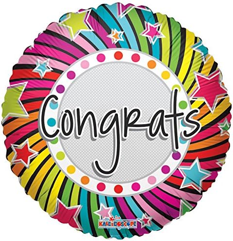 Globos de diseño en espiral de felicitaciones de 18 pulgadas de Mylar a granel (paquete de 5)