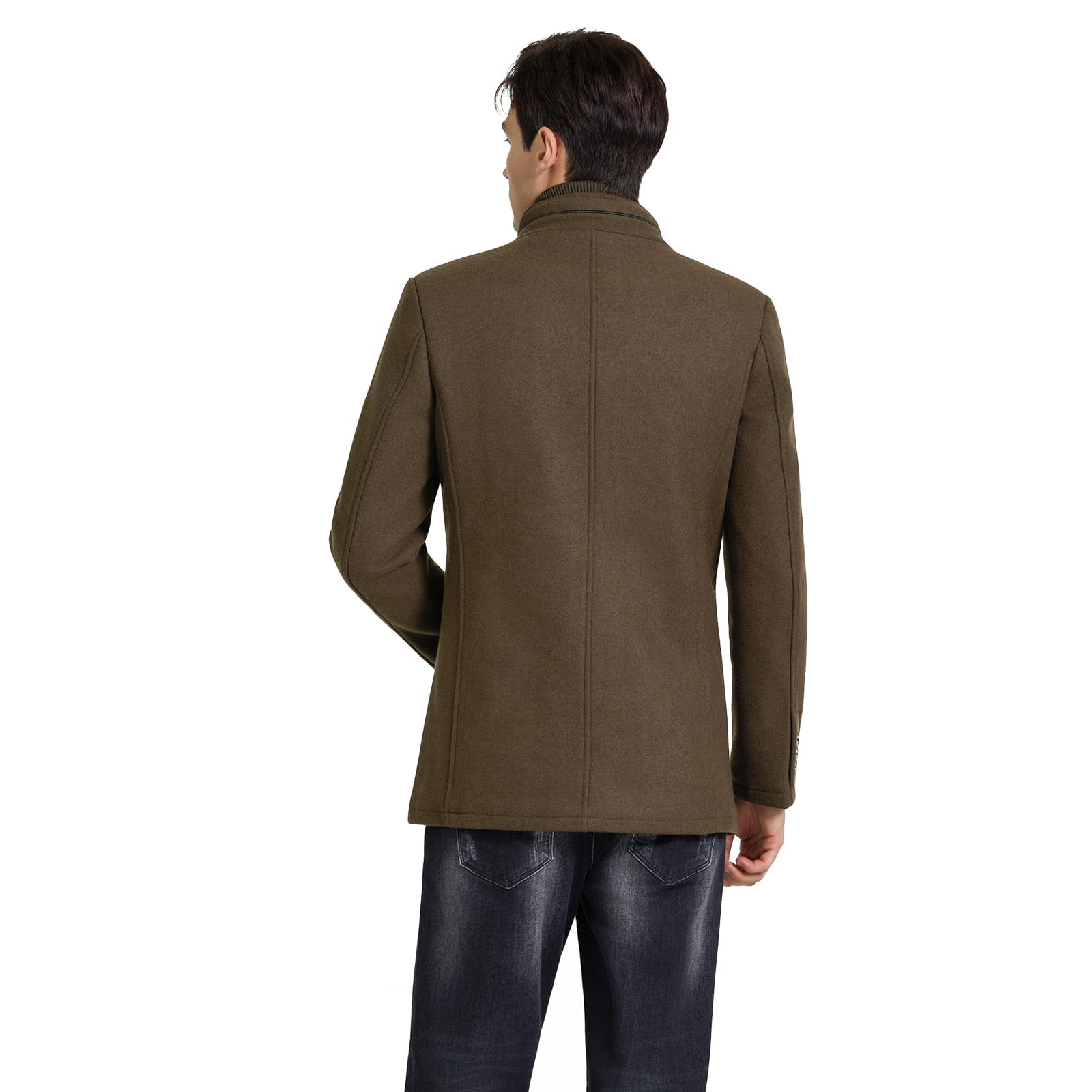 KUDORO Cappotto invernale da uomo, in lana, lunghezza media, con colletto alto, slim fit, per lavoro, tempo libero, peacoat casual