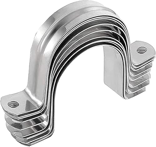 Correa de dos agujeros de 4 pulgadas, soporte en U, correa de tubo de acero inoxidable, clip de tensión, kit surtido de abrazaderas rígidas de alta