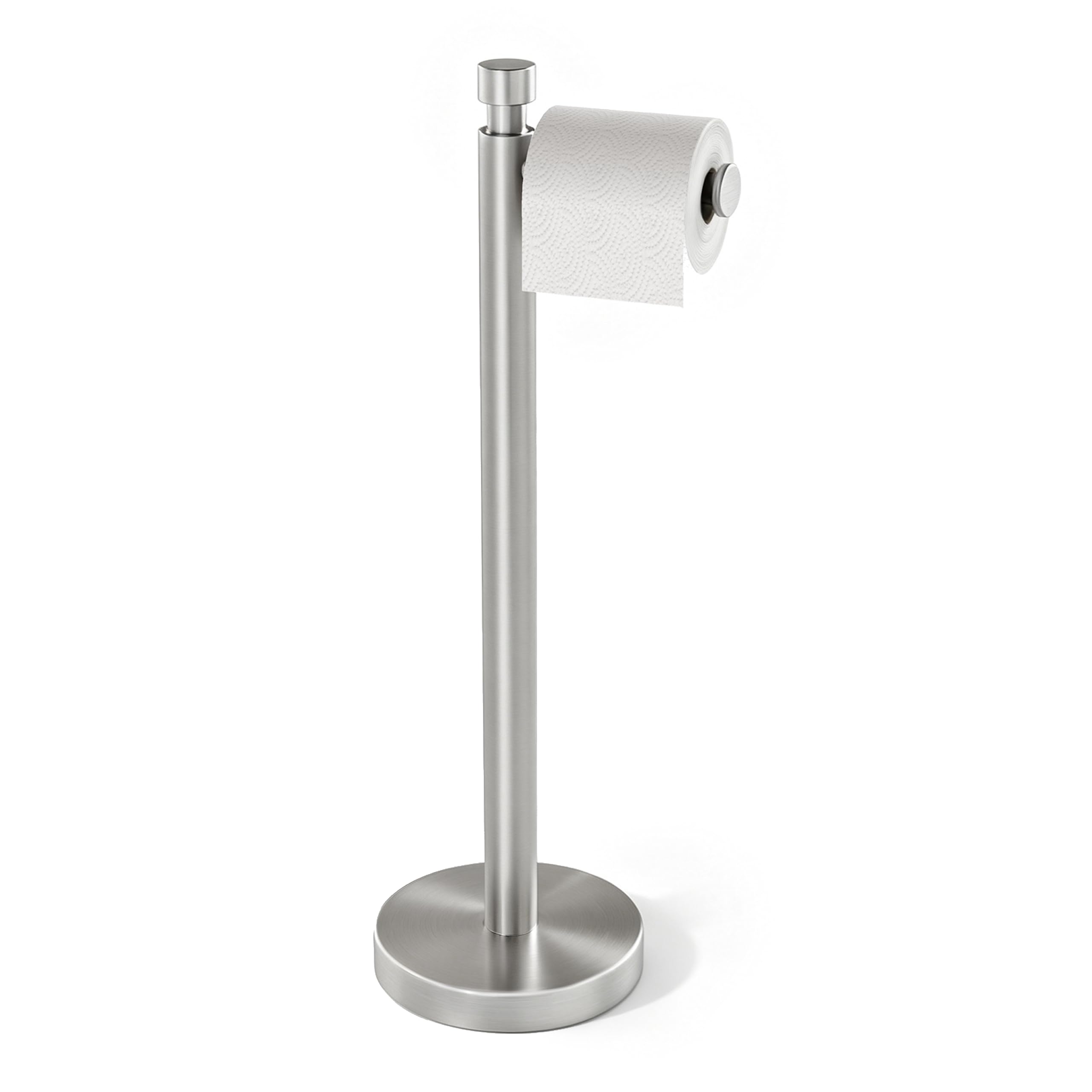 Photo 1 of YUMORE Toilet Paper Holder Stand, Heavy Duty Stainless Steel Free Standing Bathroom Tissue Roll Holder, Brushed Nickel
