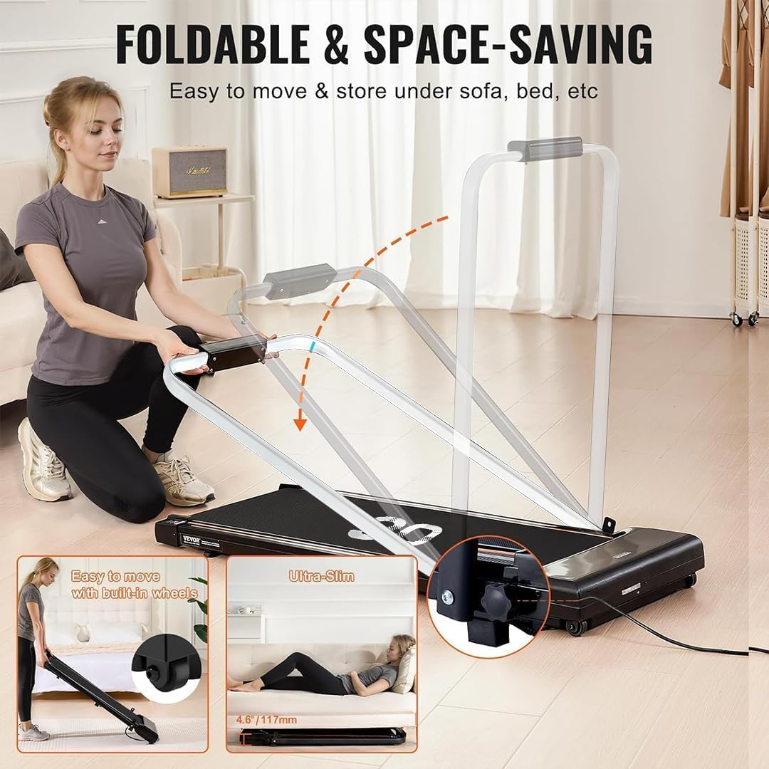 Premium | 3Q foldable electric treadmill, portable design, suitable for all ages, speed up to 10 km/h, supports 120 kg, easy to assemble - Black 2026