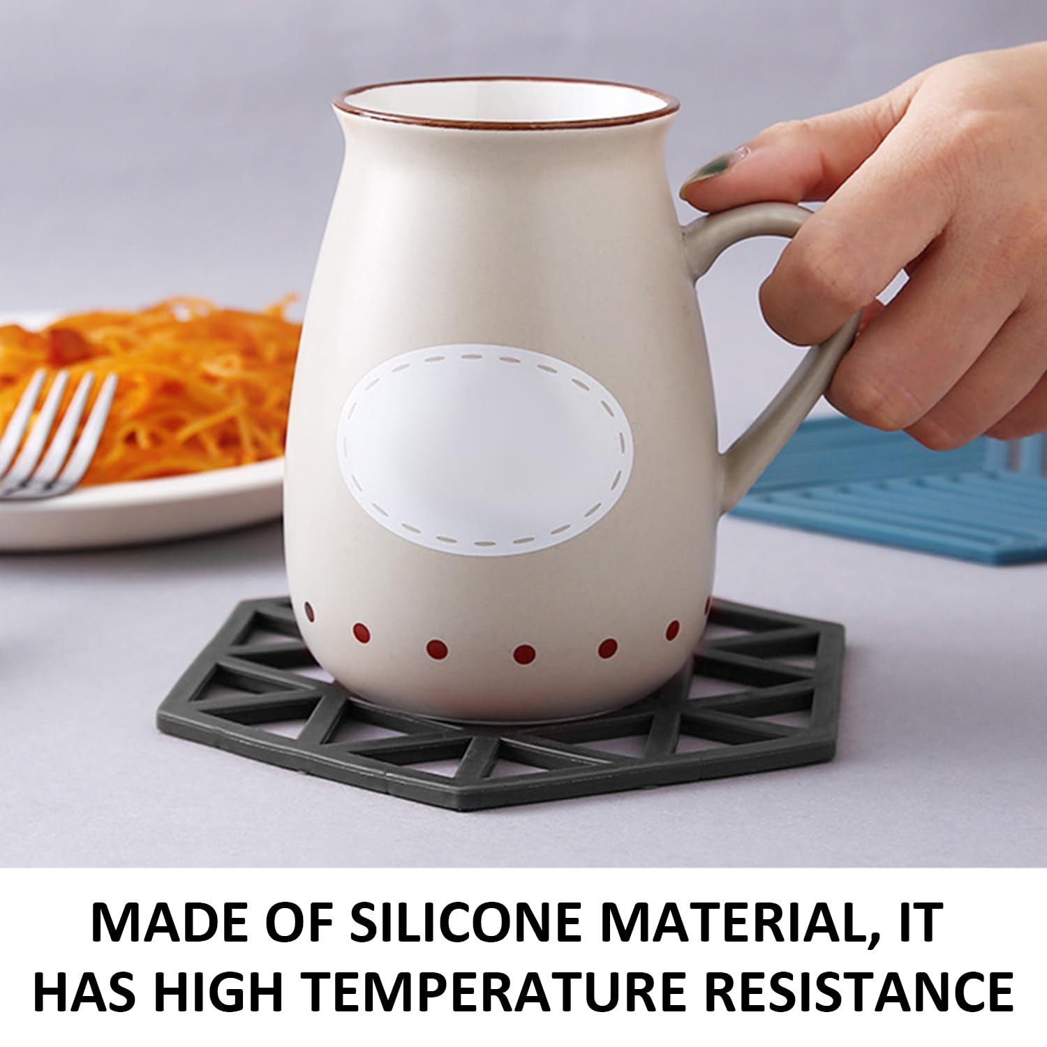 TYGFRT 3 Silicone Bowl Mats, 2 Black Coasters, Silicone Pot Mats, Silicone Coasters, Round Silicone Mats, Pot Coaster Set - Image 4