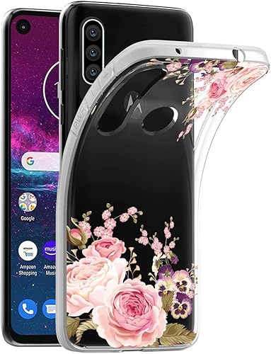 Miniatura 2 de Funda para Motorola One Action, Moto P40 Power, delgada, a prueba de golpes, transparente, suave, flexible, parte trasera de TPU floral, funda Flor
