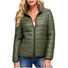 Women's Puffer Jacket Lightweight Quilted Packable Puffy Coats Zip-up Stand collar Winter Down Coat