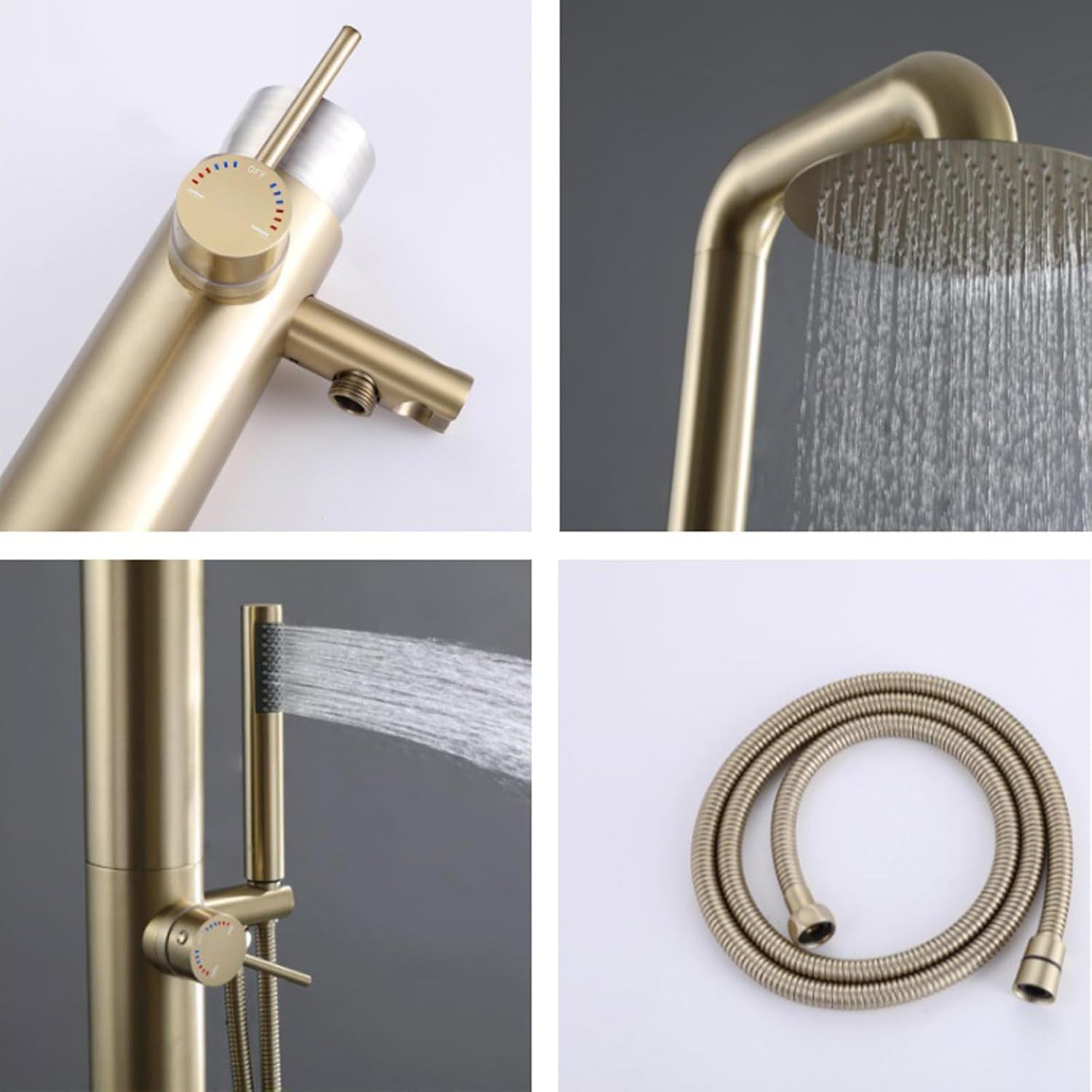 Gartendusche Aussendusche Freistehend Gebürstet Gartendusche Edelstahl Warm Kalt Pool Dusche Regendusche 30Cm Edelstahl,Gold