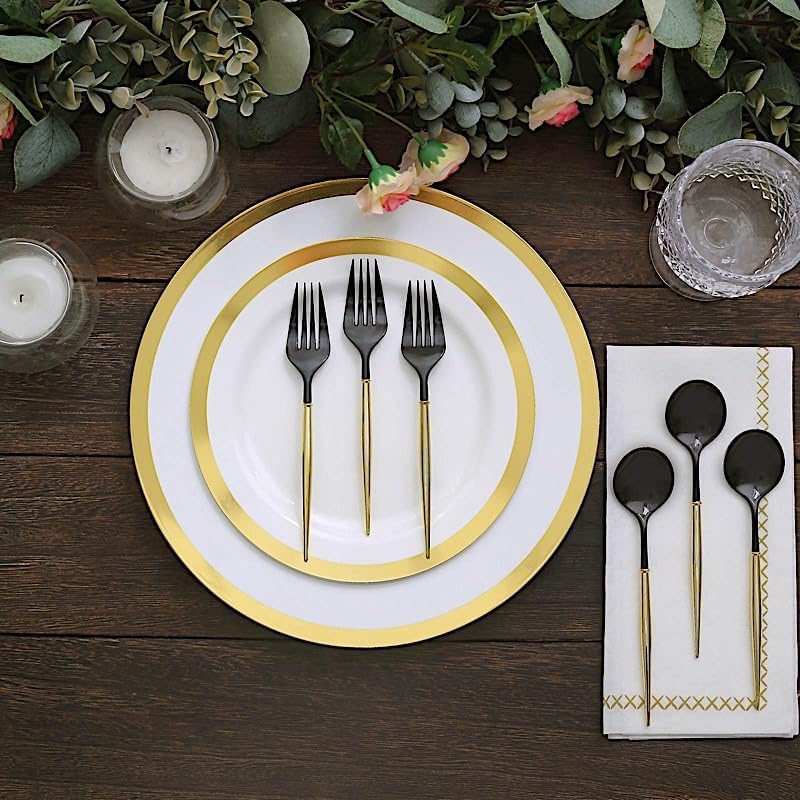 Miniatura 6 de Juego de 24 cucharas y tenedores desechables de plástico de 6 pulgadas de alta calidad, para bodas, fiestas, eventos, recepción, suministros de