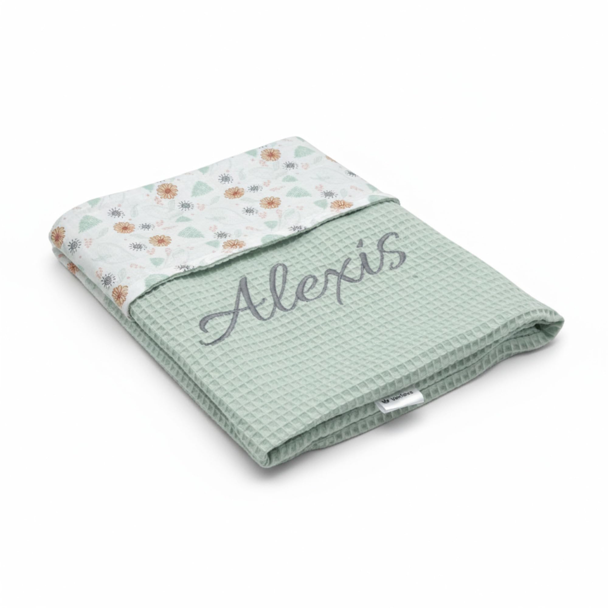 variouss Manta para Bebe Recien Nacido Personalizado con su Nombre Bordado, Cochecito o capazo. (019 Verde)