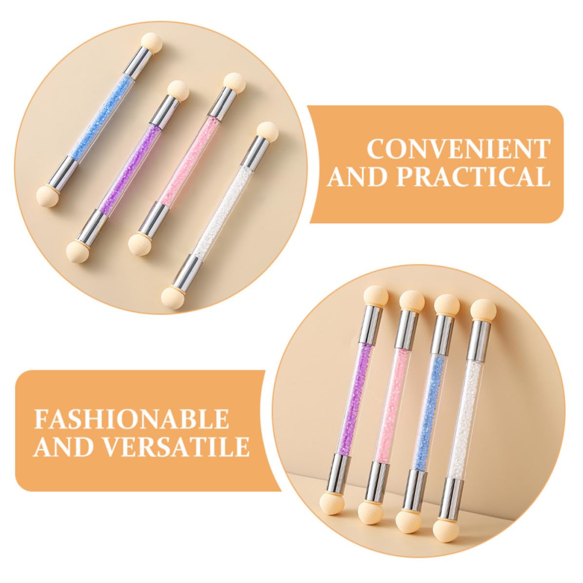 Toddmomy 4pcs Dual Headed Nail Art Sponge Pens for Home Use and Nail Salons Plastic and Sponge Material with Even Color Application for Blending and Drawing