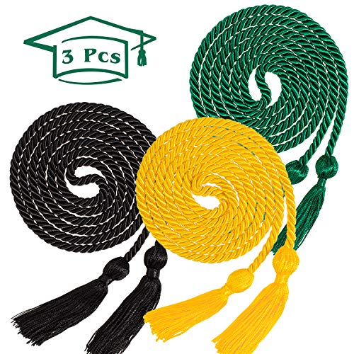 Whaline 3Pcs Graduation Honor Cords, Rayon Braided Honor Cords with Tassels for Grad