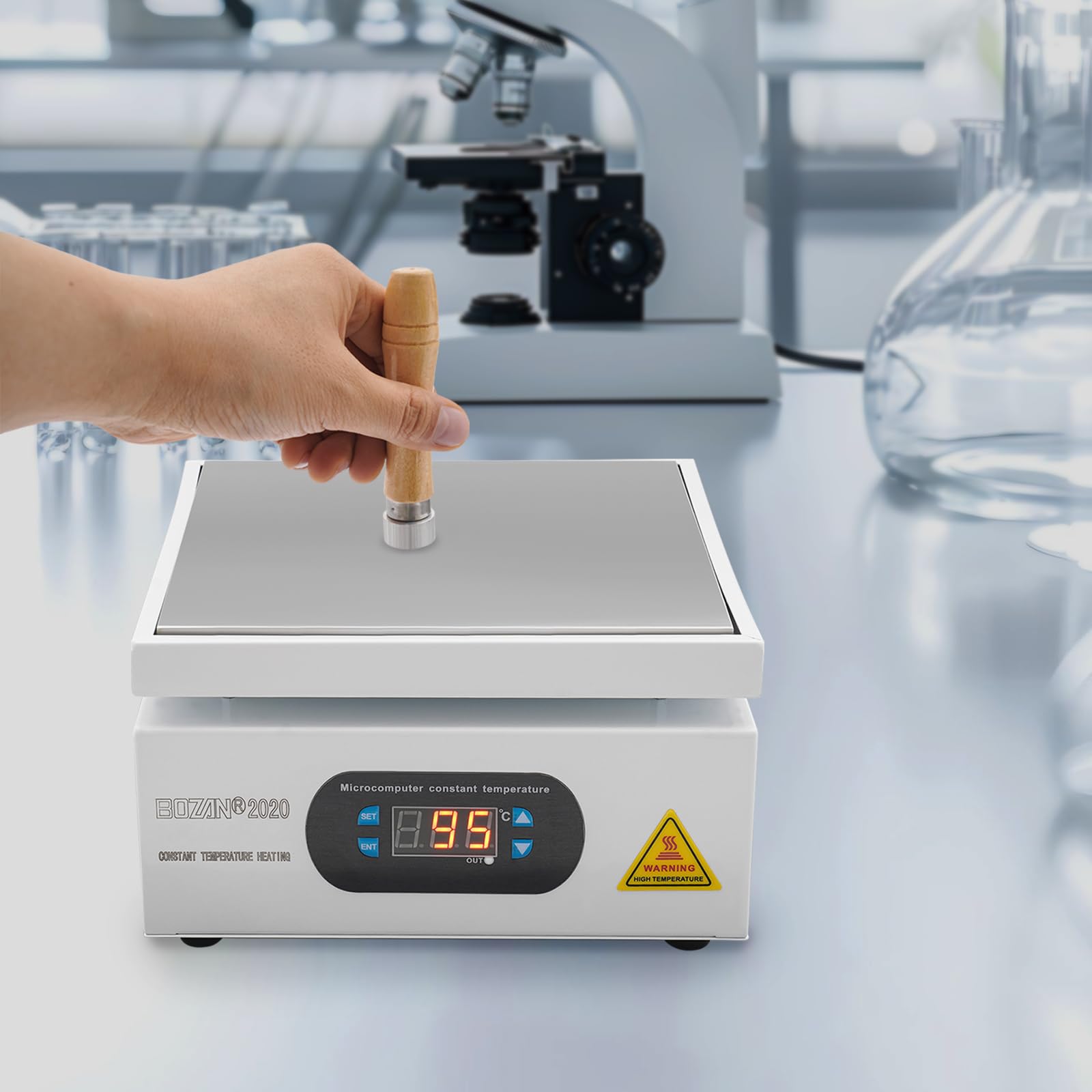 Placa calefactora 700 W, placa LED digital, microordenador, placa calefactora eléctrica 200 x 200 mm, laboratorio, equipo de laboratorio científico, eléctrico