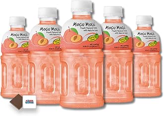 Mogu Mogu Flavored Drinks 6x320ml, PEACH - Nata De Coco Juice - Refreshing Taste - Fun Drinking During Hot Summers Or Take Them On Trips & Picnics Boxed Treatz