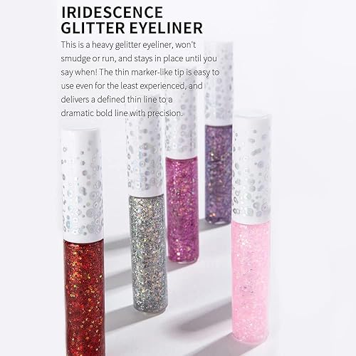 Miniatura 7 de Quxunzzz Sombra de ojos con purpurina líquida, delineador de ojos con purpurina líquida con brillo metálico, aspecto de ojos impermeable, de larga
