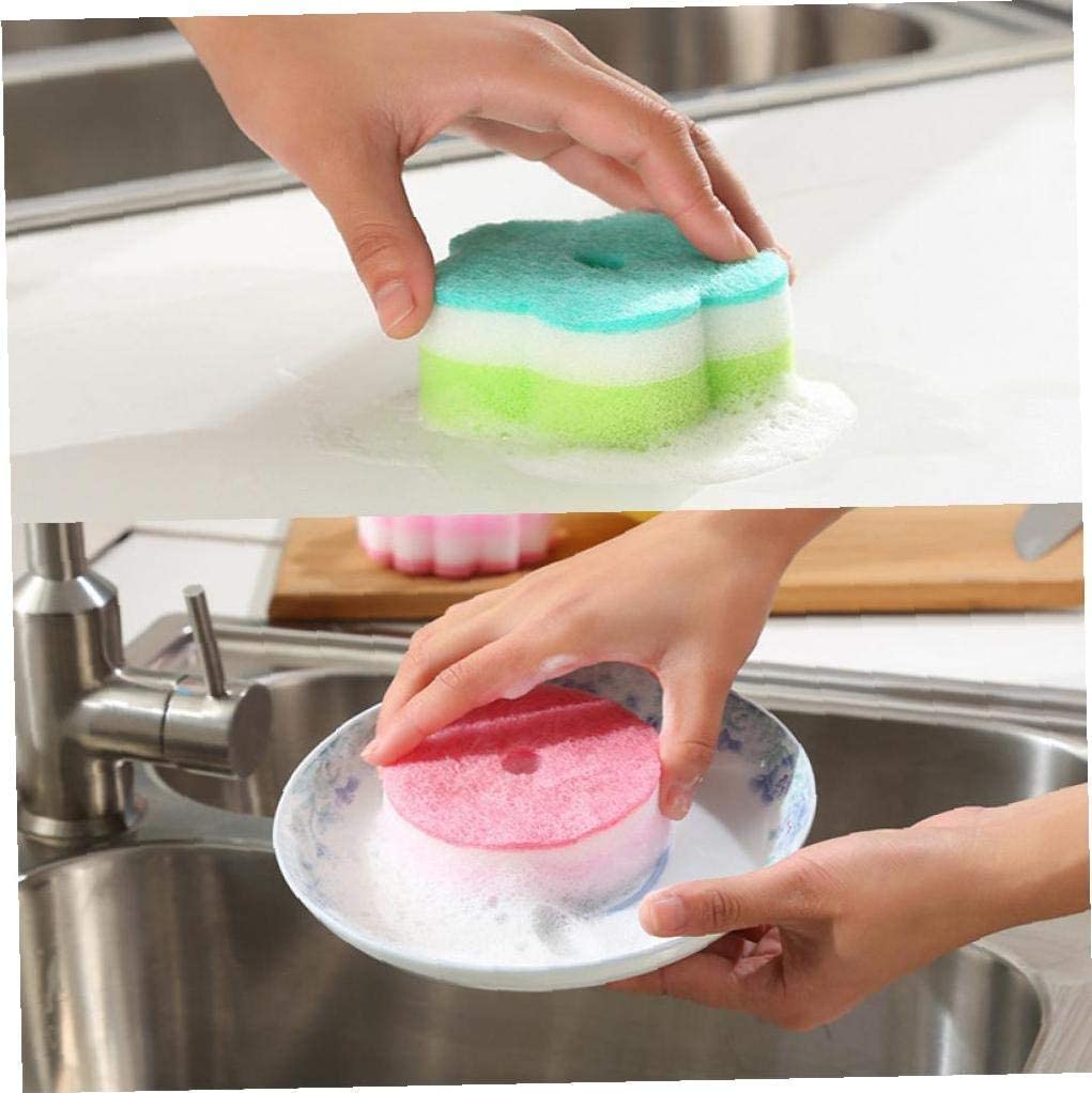 Amazon.co.jp: 5本花形スポンジブラシ食器ガラス洗浄皿スポンジ