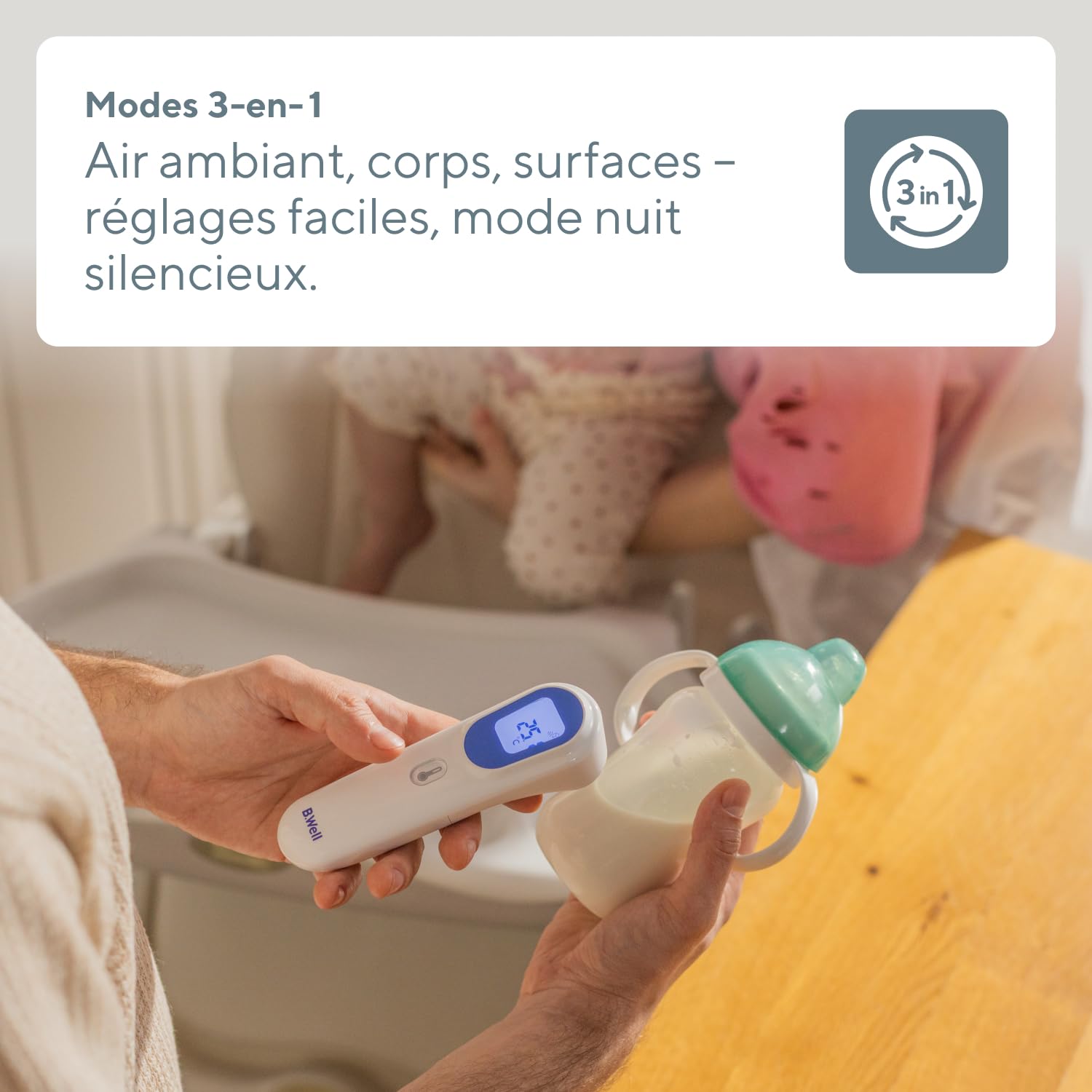 Thermomètre Infrarouge B.Well TH-7000 | Sans Contact 3en1 Médical | Qualité suisse, Capteur de distance intégré pour mesure précise sans contact du corps, objets et température ambiante
