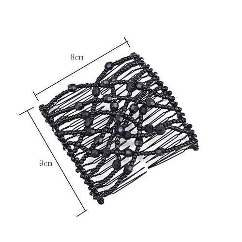 Miniatura 2 de 3 peines para el cabello con cuentas, clips y horquillas con doble tobogán (negro, blanco, café)