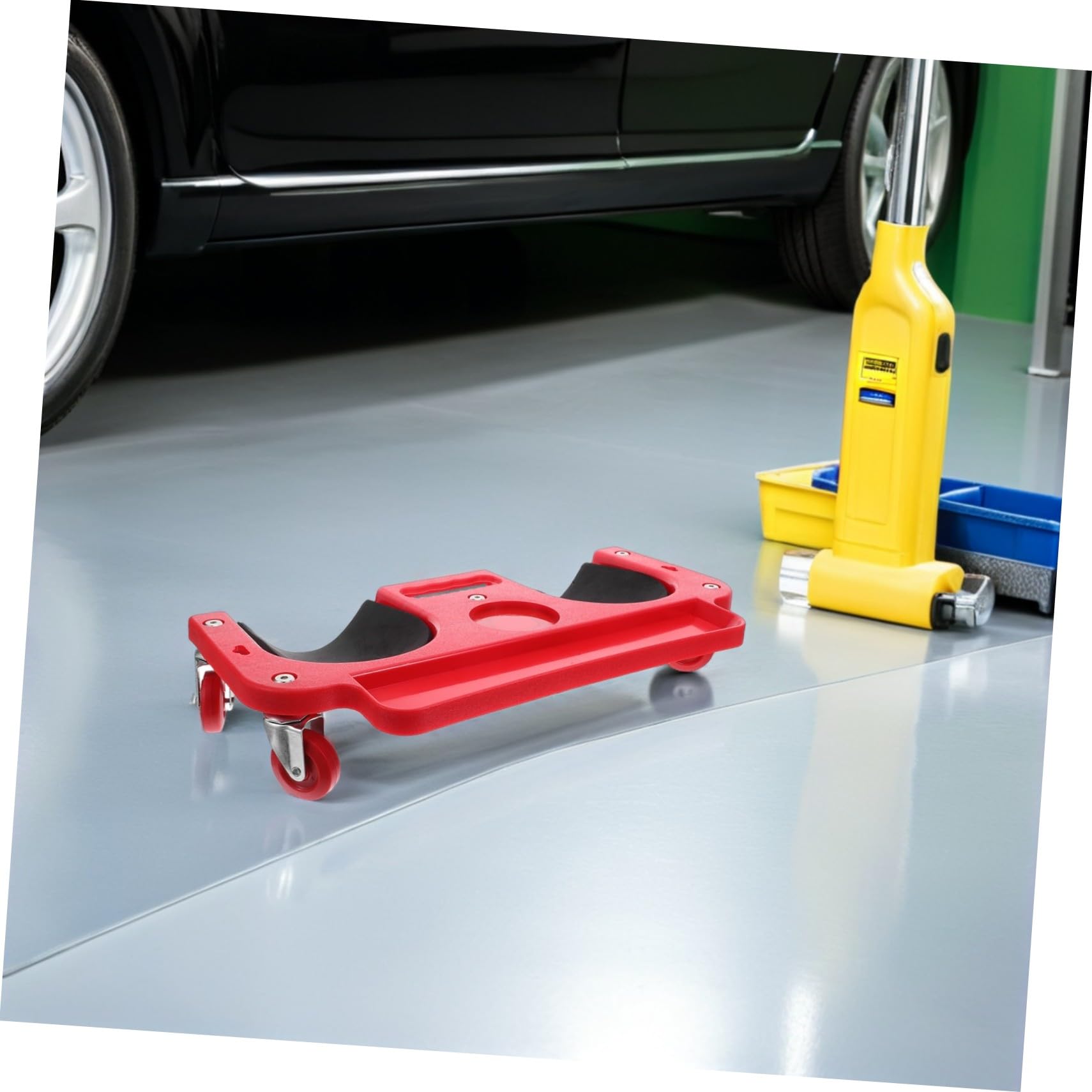 Ginocchiera per Auto con Ruote Girevoli, Tappetino per Pavimento Meccanico Antiscivolo in Eva, Protezione Ergonomica Pieghevole per Officina, Giardinaggio e Lavori di Riparazione