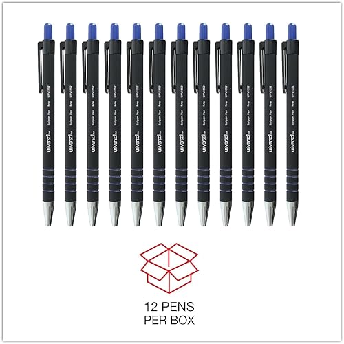 Miniatura 5 de Universal UNV15521 Bolígrafo Retráctil Fino 0.028 in - Azul (1 Docena)