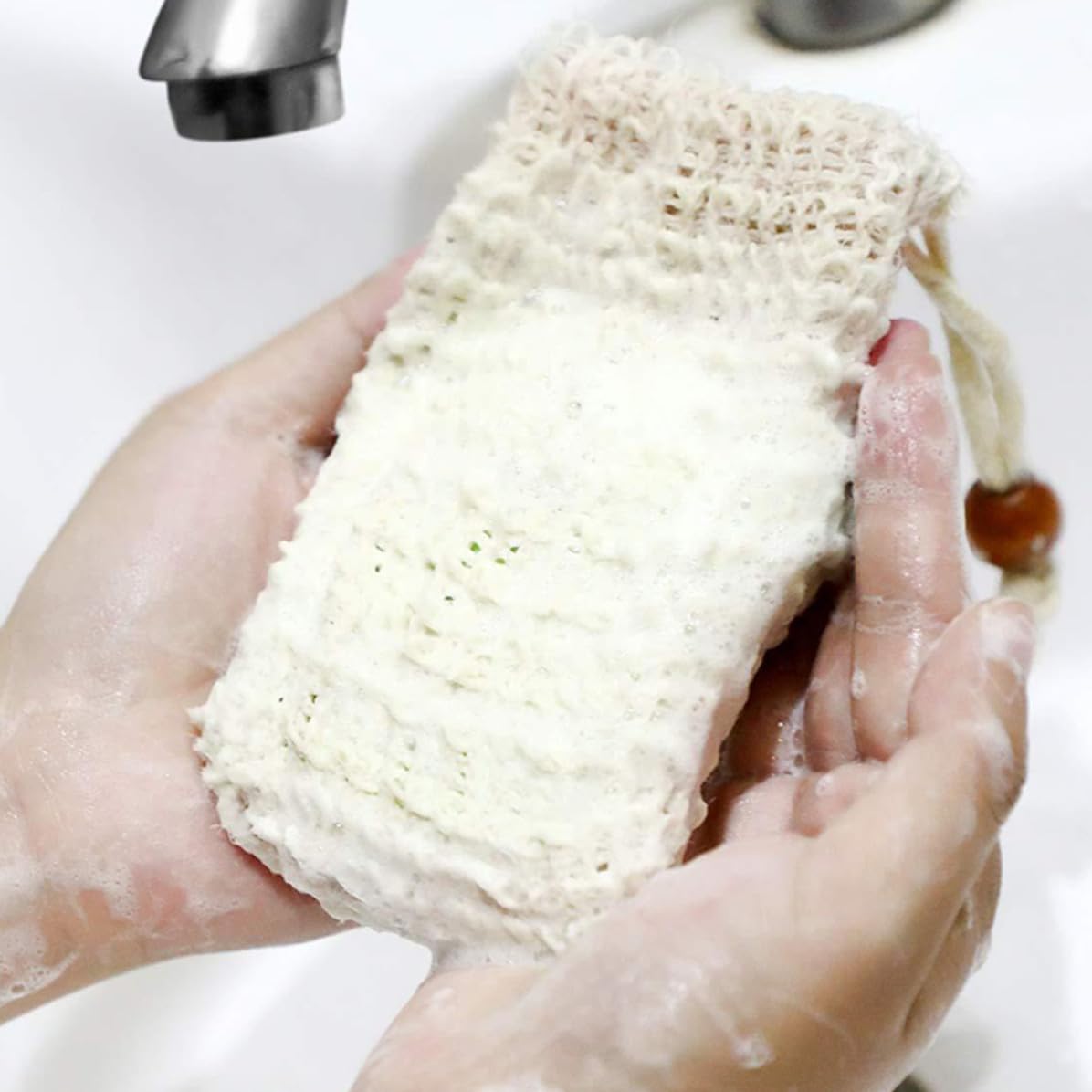 5pcs Cotton Linen Soap Pouches with Drawstring, Soap Saver Bags