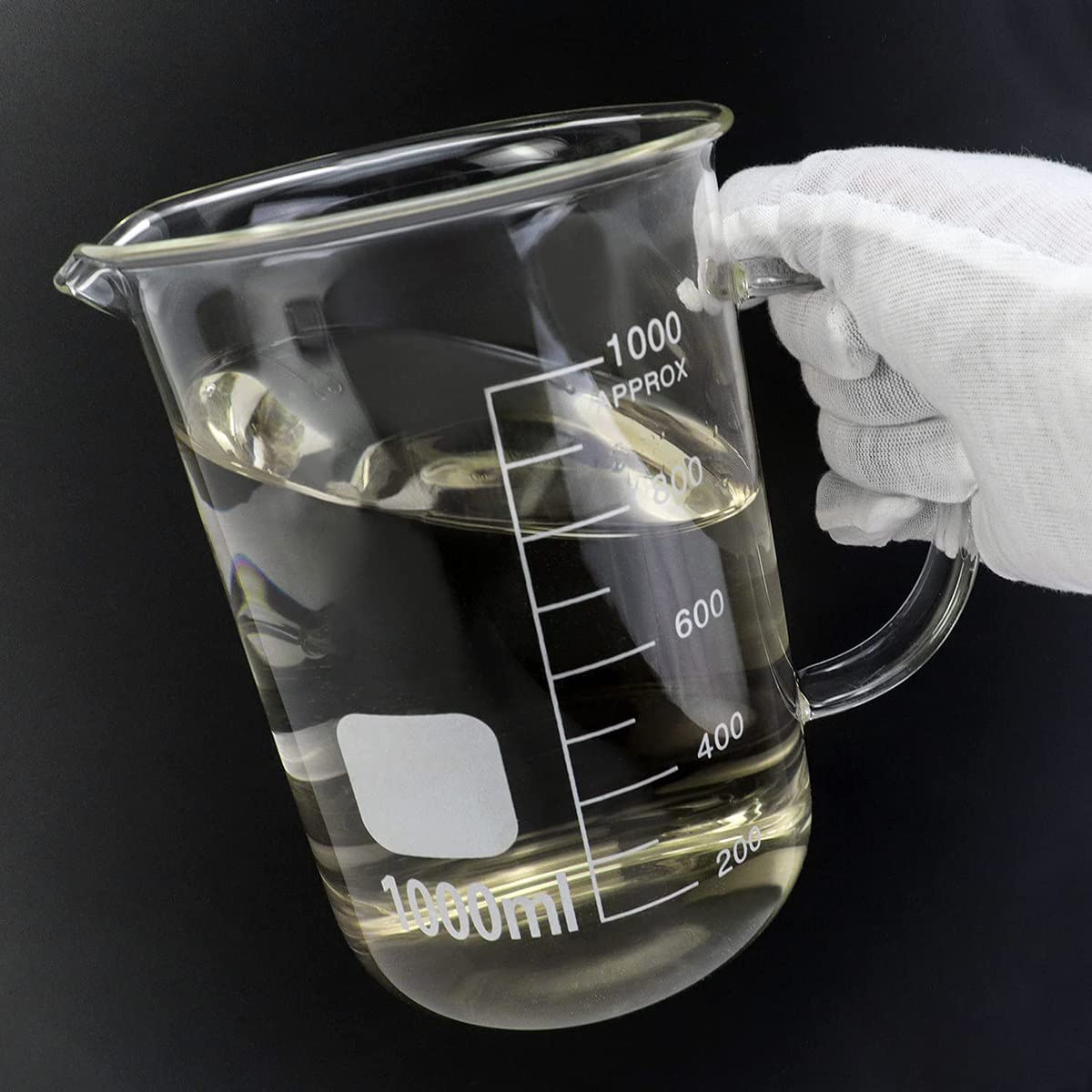 Vasos de precipitados de vidrio de forma baja, (1000ml/33.81oz 2000ml/67.63oz) Vaso de laboratorio de borosilicato con asa, Vaso de medición de vidrio con pico vertedor, para laboratorio/escuela/hog