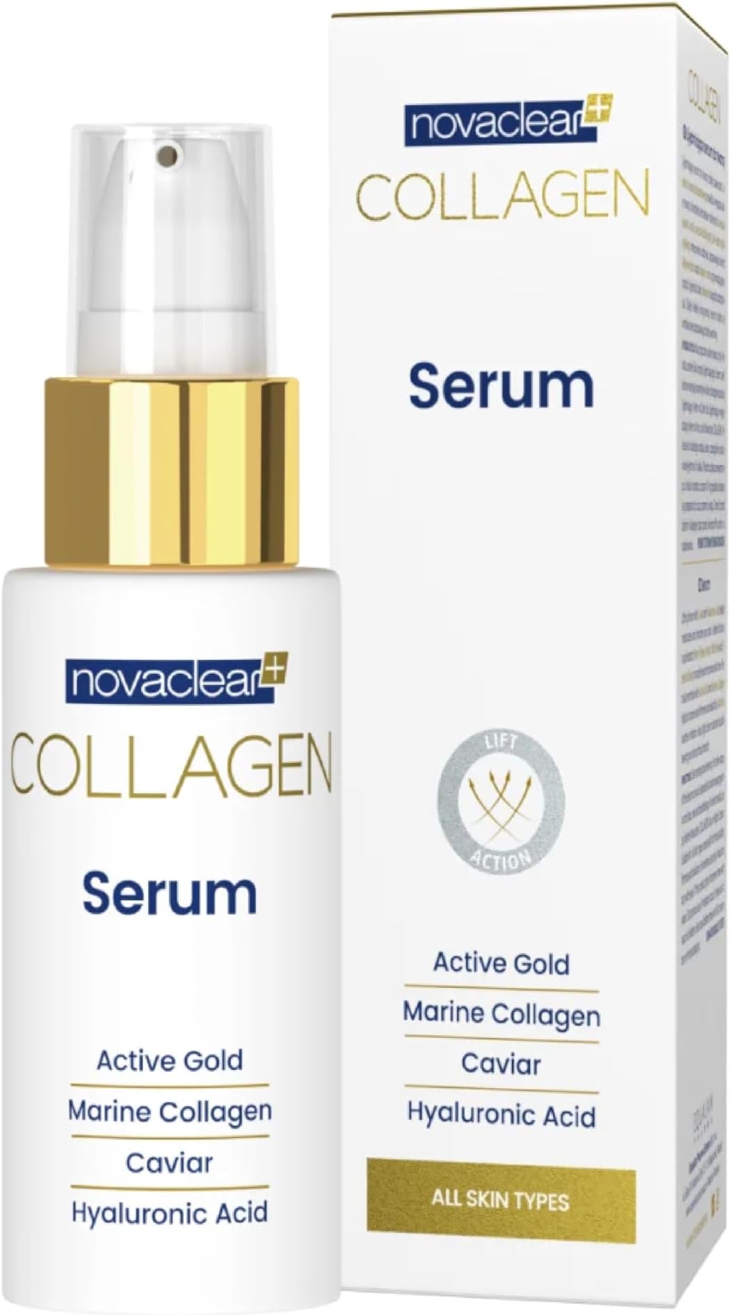 Collagen Serum – Anti-Wrinkle Face Serum with Marine Collagen, Gold, Hyaluronic Acid, Retinol & Vitamin C – Improves Skin Firmness, Elasticity & Radiance – For All Skin Types – 30 ML