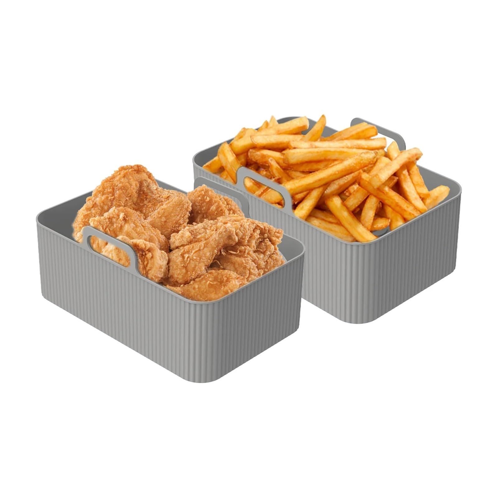 Genérico Paquete de 2 bandejas de Silicona for Horno y freidora de Aire, for Pizza, Pollo Frito, Cesta de Silicona, Alfombrilla Reutilizable for freidora de Aire, Accesorios(Light Grey)