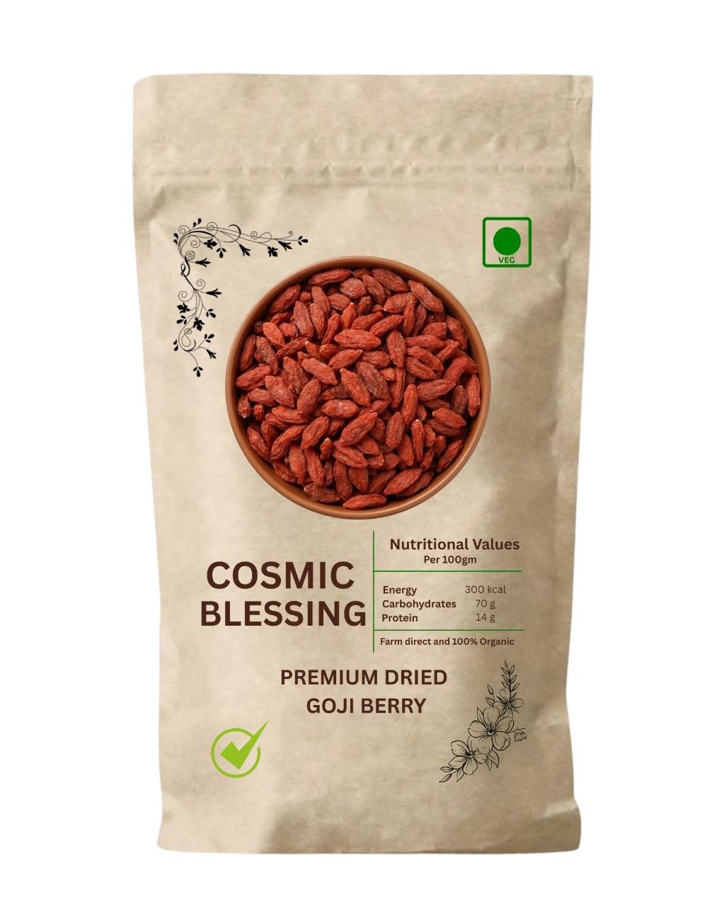 Cosmic Blessing Goji Berries 100 g A-grade (Antioxidant-Rich Superfood | Naturally Sweet & Chewy | Great for Snacking, Smoothies & Baking) Premium Organic Gojiberry-image-47
