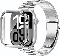 Vista 12 de baozai Compatible con Apple Watch Band de 1.929 in con funda, correa de acero inoxidable con protector de pantalla de vidrio templado para Apple