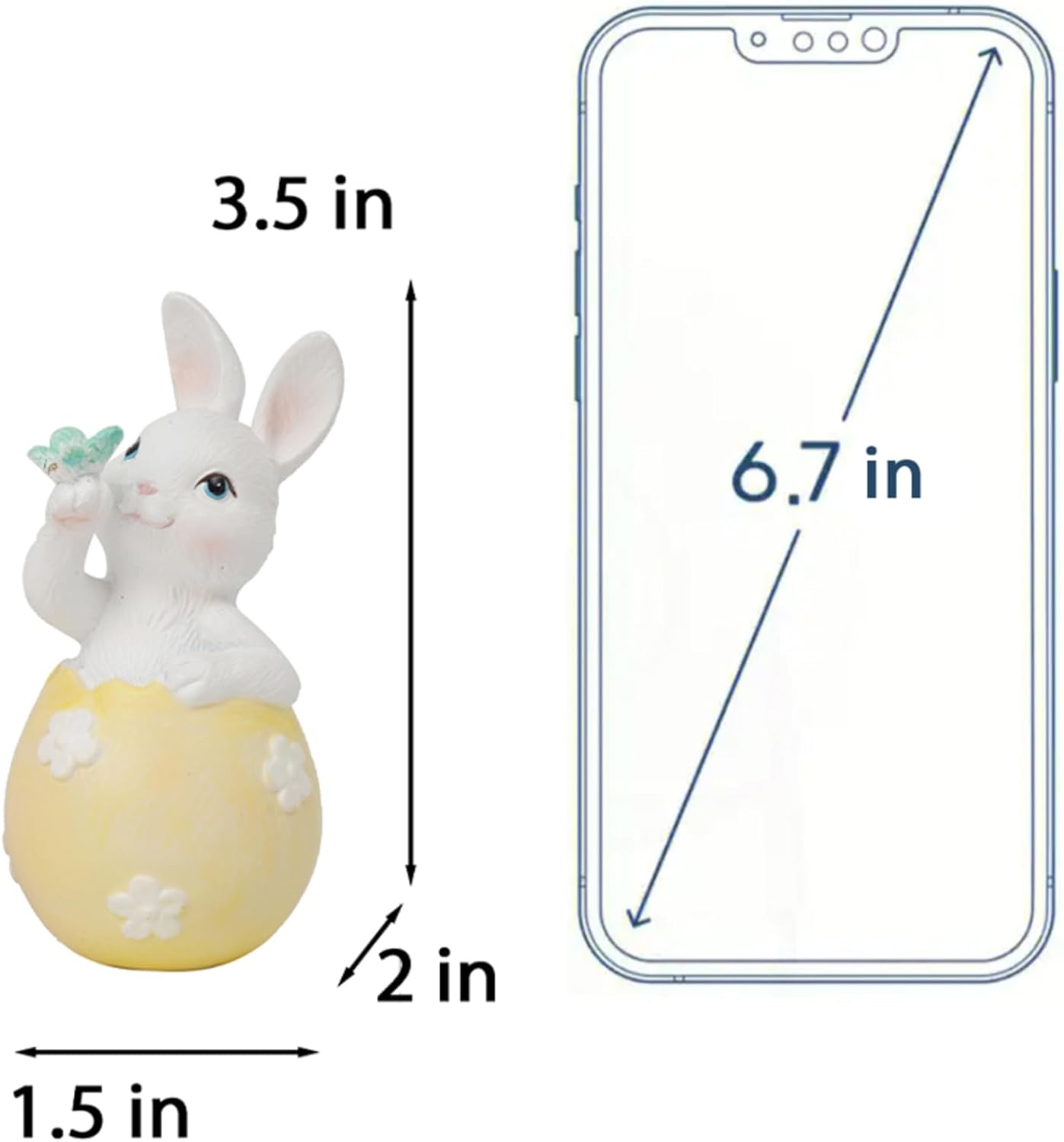 Cynkeyee Easter Decorations Bunny Figurine - Set of 3 Resin Bunnies Easter Eggs Base, Pink, Yellow, Purple Bunny for Table Decor Office Gift for Woman Easters Decorations for The Home 1.5x2x3.5 Inch - Image 6