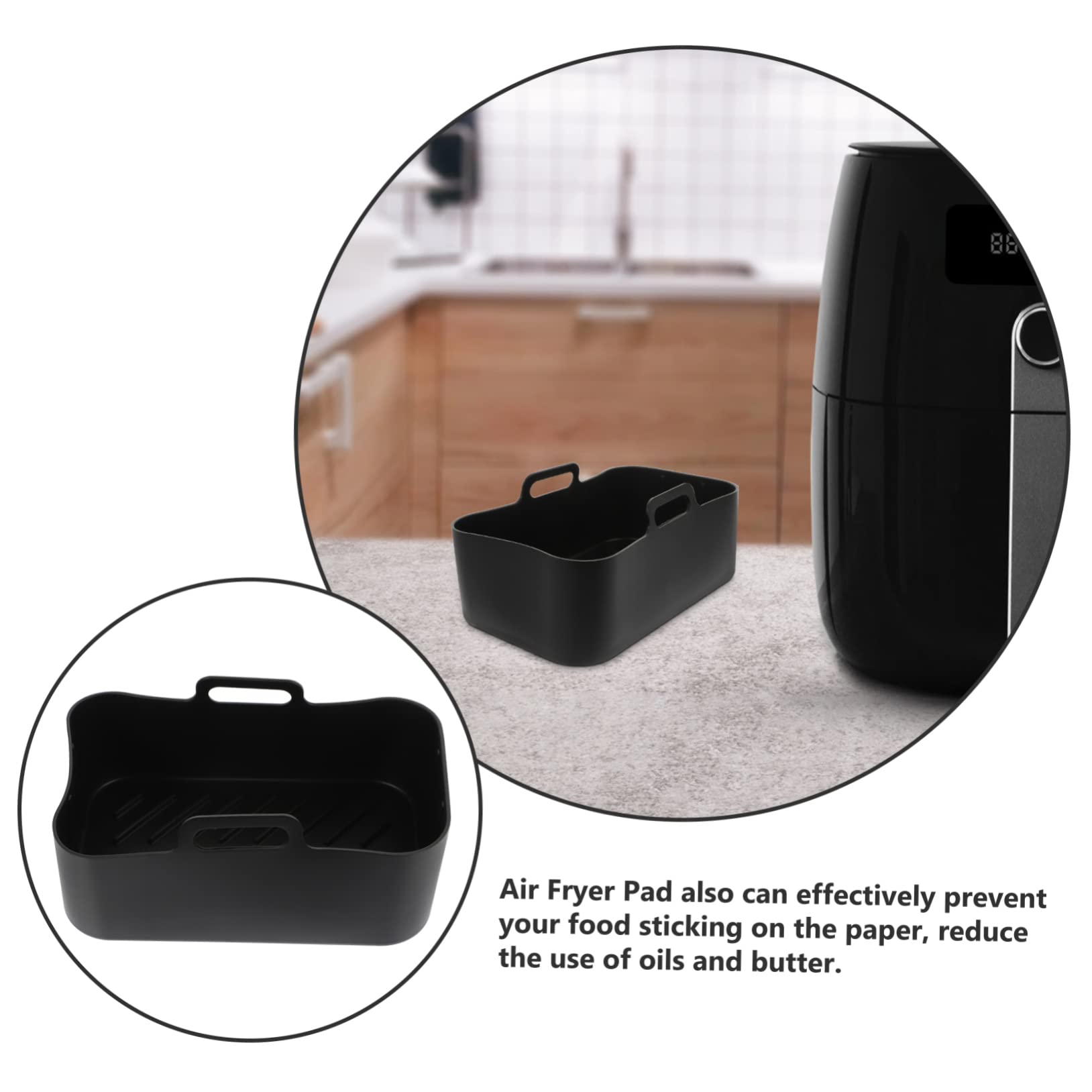 MAGICLULU 2St Friteuse Silikonmatte sofortig Backmatten für die Küche silikonmatte für heißluftfritteuse backform airfryer Backunterlage für die Küche Air Fryer Innenpolster Kieselgel Black