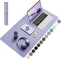 Vista 45 de YSAGi Alfombrilla de Escritorio de Cuero Antideslizante, Alfombrilla de Teclado para Escritorio de Computadora Portátil Impermeable, Protector