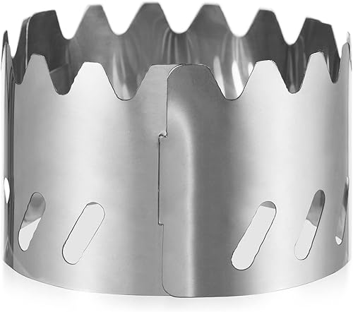 Miniatura 8 de Estufa, mini estufa portátil de aleación de aluminio con tapa y parabrisas de acero inoxidable para acampar al aire libre, senderismo, mochilero,