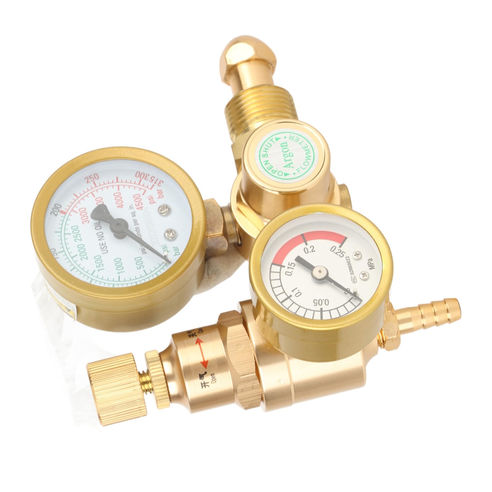 Regolatore Flussometro CO2 Argon, Doppio Manometro, Regolatore Gas per Saldatrici MIG TIG, Ingresso 0 4500 Psi, 1 Uscita 4 Pollici, Filettatura Maschio G5 8 Pollici, Portata