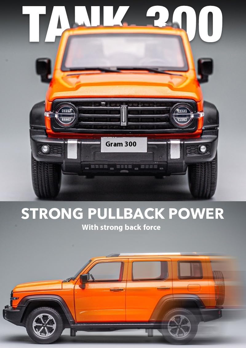 1:24 模擬タンク 300 合金オフロード車両モデル サウンドとライト効果付き プルバック機能 収集価値のある装飾品とおもちゃの車