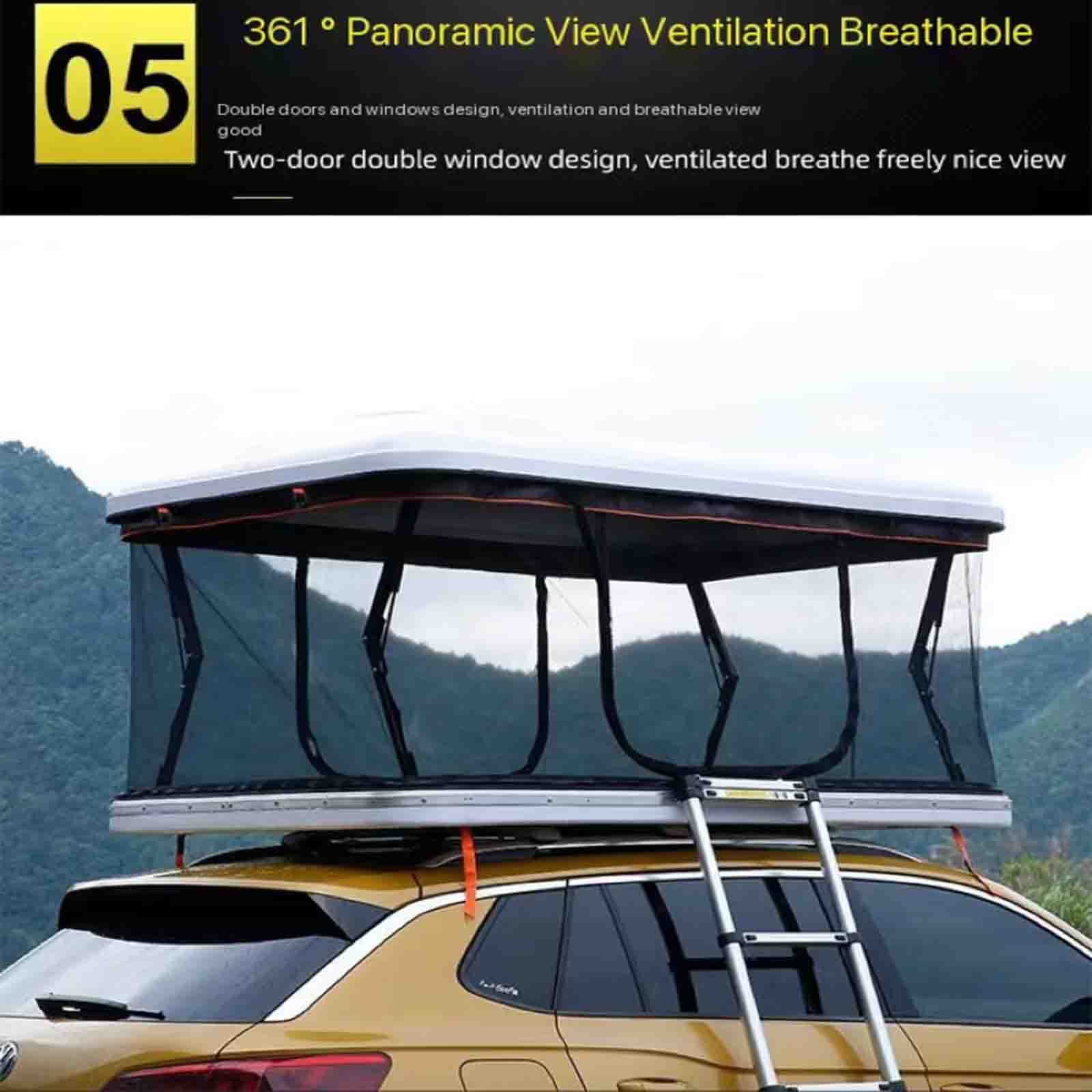 PRUJOY Tienda de campaña de Techo para vehículo Todoterreno, Tienda de campaña de Doble Capa con Soporte Recto para Coche de conducción automática, para Viaje y Camping (White Shell Green)