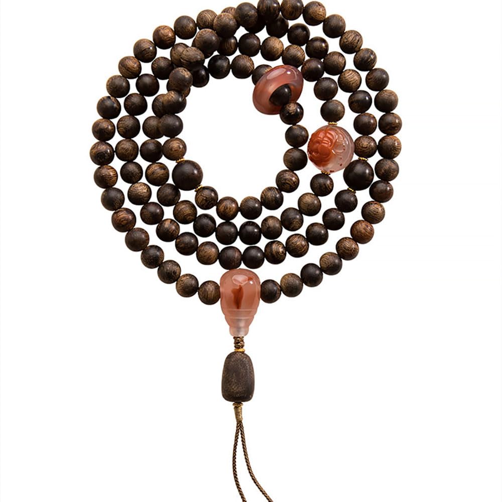 SOHNVWTGD Rosary,108 Agarwood Bead 6Mm Bracelet Prayer Beads Bracelet South Red Bead Accessories Ethnic Style Meditation Necklace